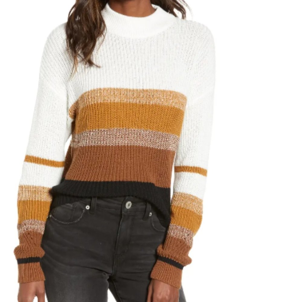 Stripe Mock Neck Sweater